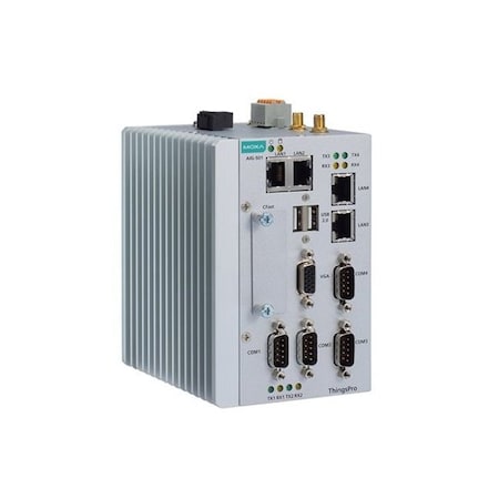Moxa Advanced IIoT gateway with Intel Atom quad-core 1.91 GHz processor, 1 VGA port, 4 AIG-501-T-AZU-LX